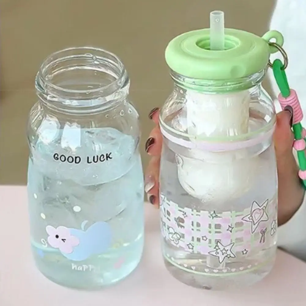 

Korean Style 600ML Plastic Water Bottle Cute Cartoon Free BPA Children's Straw Cup Leakproof Portable Drinking Bottle Summer