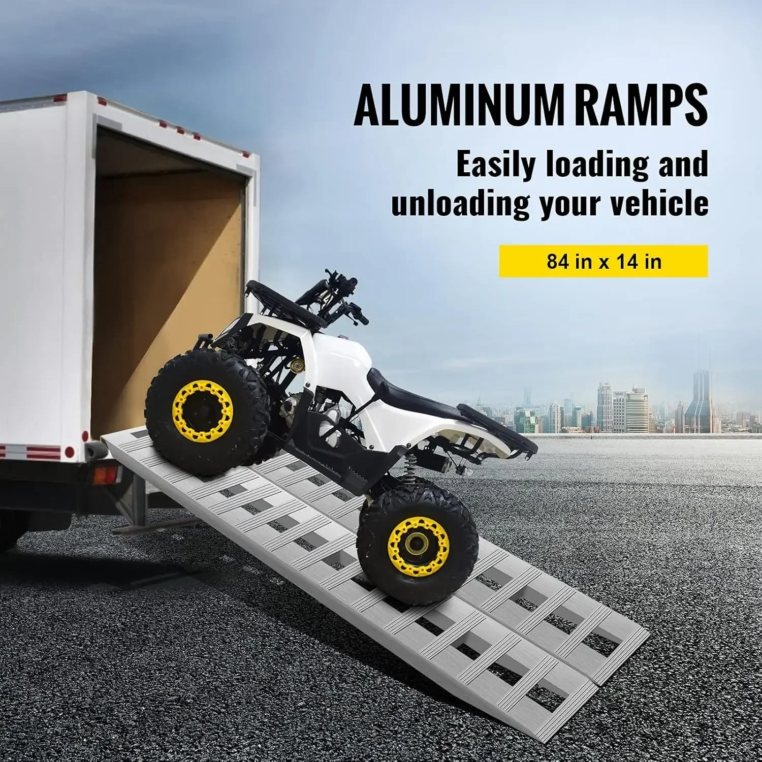 84 x 14 Zoll Aluminiumrampen, 6000 Pfund Kapazität, für Auto, Anhänger, LKW, ATV, Rampen, 1 Paar, 2 Rampen