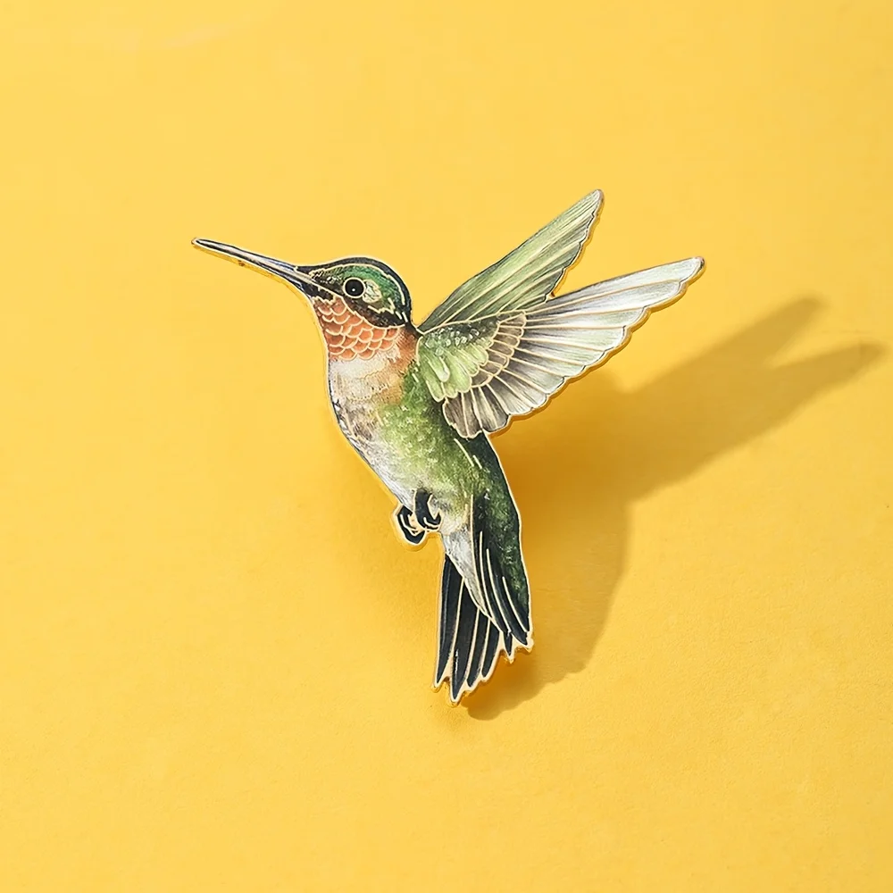 1 Stück grüne Kolibri-Emaille-Brosche | Modische Dekorative Anstecknadel, Lässiger Stil, Zinklegierung-Material, Kawaii-Pin, Emaille-Pin – Detail 7