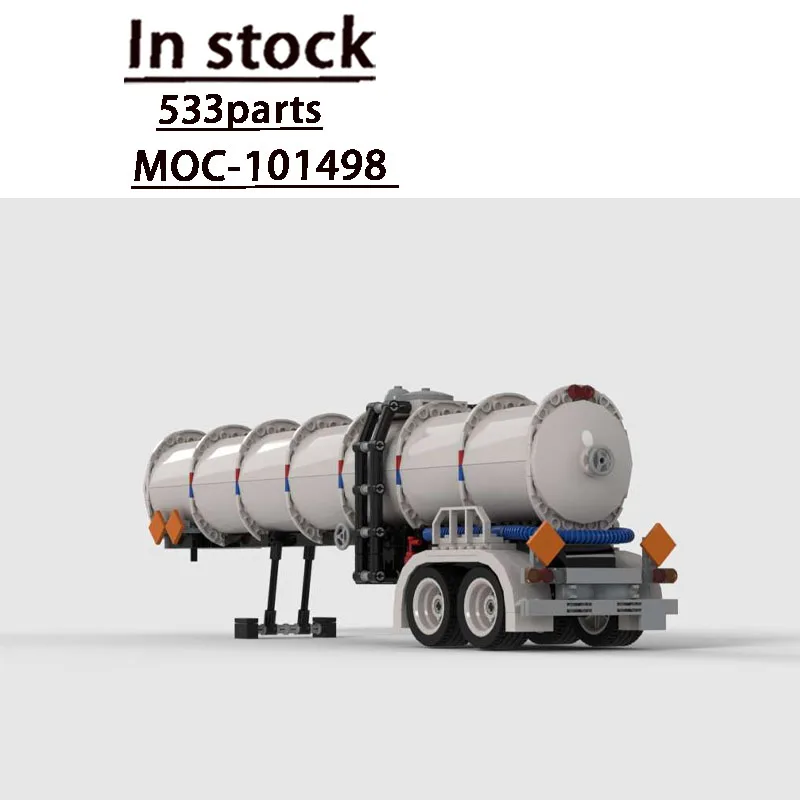 City MOC-101498 Transportation Rescue Fuel Tank Trailer Model, 533 Parts, Adult Birthday and Christmas Building Block Toy Gift