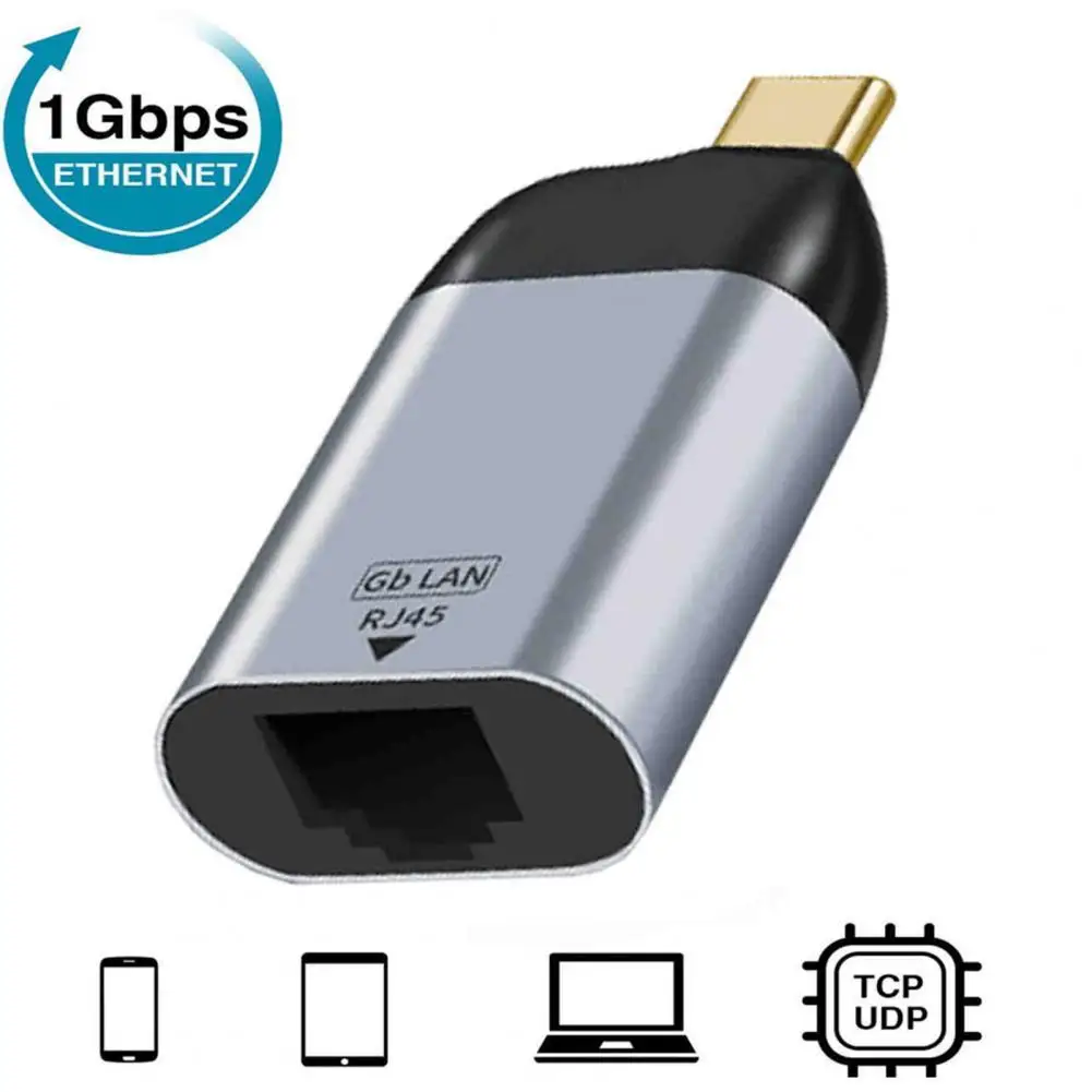 

USB C to 1000Mbps Ethernet Adapter Type-C to RJ45 Port LAN Cable Gigabit Network Card Converter for Macbook Laptop Phone Tablet