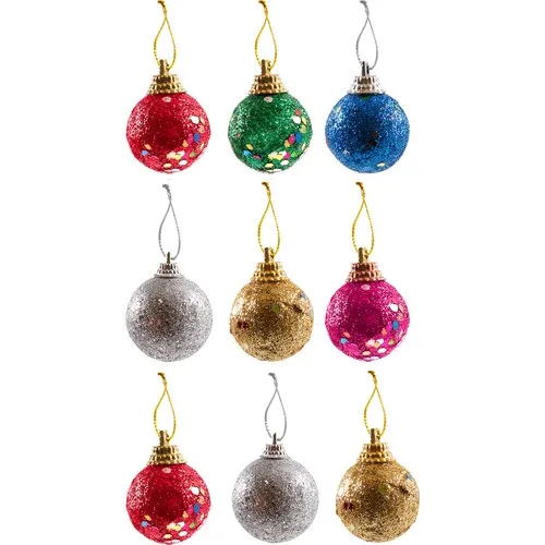 Christmas Silvery Mini Tree Ornaments 3cm 9 Color Christmas Ball Colorful Blue Ball Pine Tree Ноэль Red Blue pink