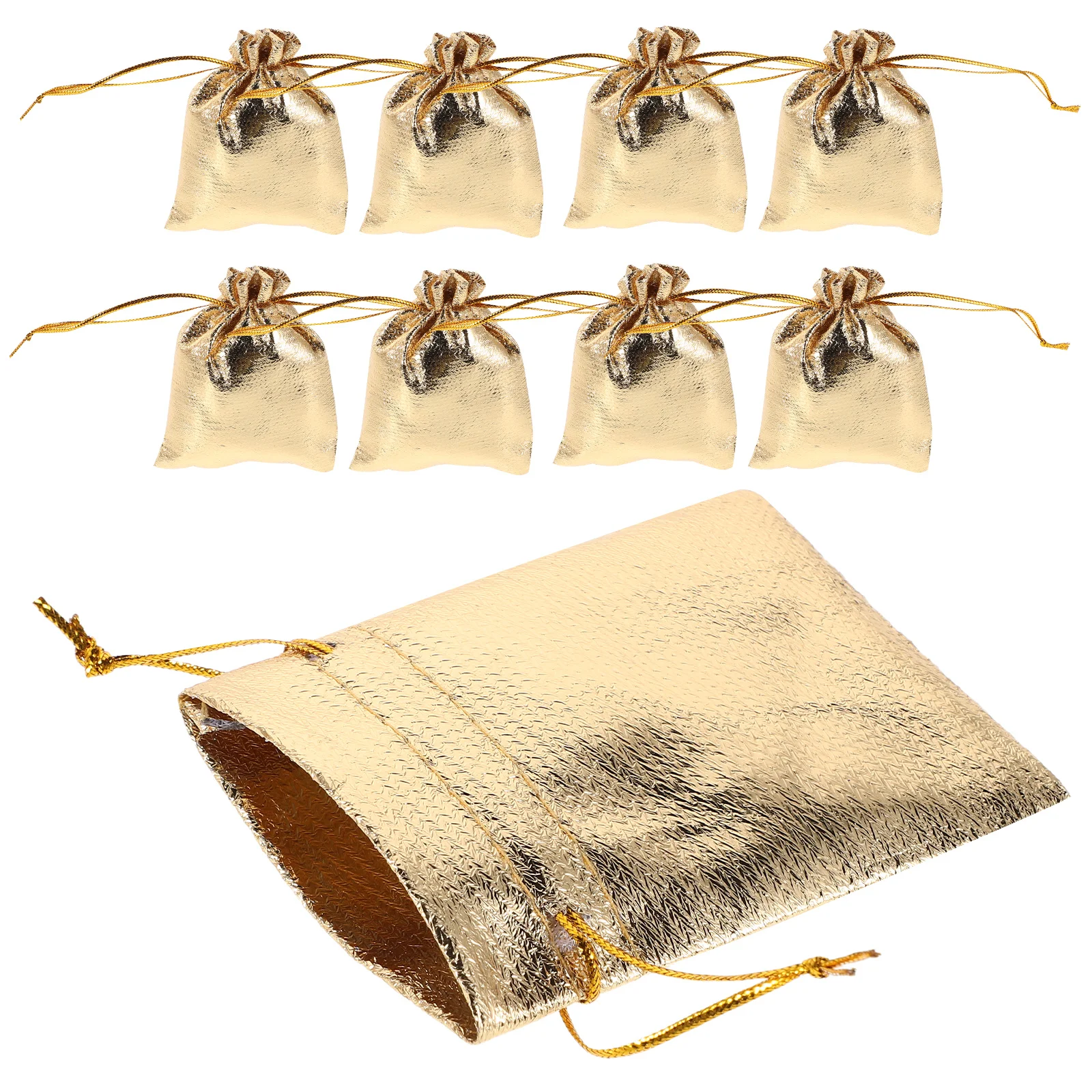 

50pcs Drawstring Bags Gold Holiday Candy Jewelry Packaging Sweet Bags Christmas Party Wrapping Durable Material Elegant Design