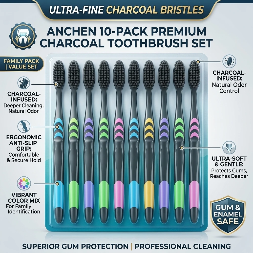 10pcs Packed Soft Bristle Bamboo Charcoal Black Hair Ultra-Fine Beauty Toothbrush Couple Suit Oral Cleaning Tools 1/5/10box 2026