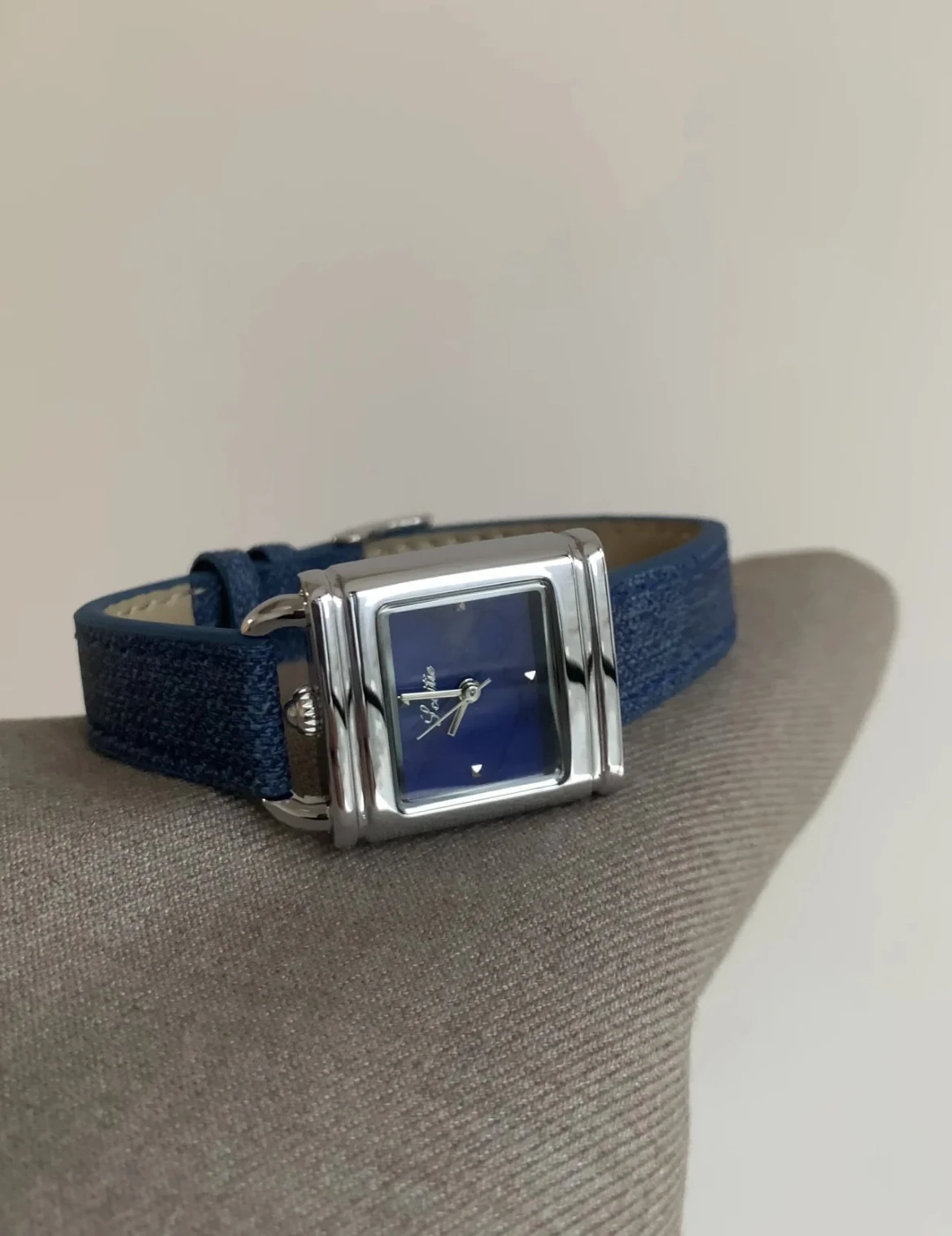 

Fashion lock watch design square blue strap watch for women High-end luxury ladies watch Gift for women Original gift