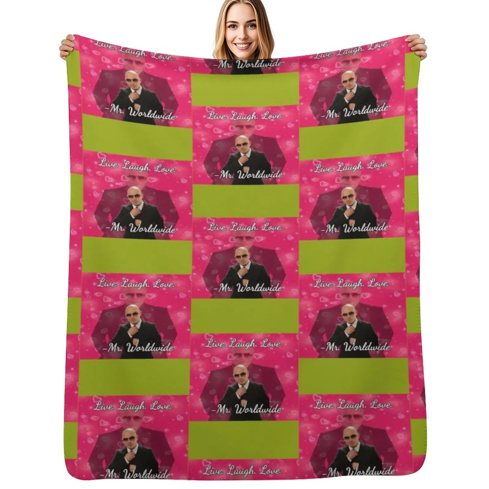 Mr. worldwide says to live laugh love Throw Blanket Luxury halloween Cute Blankets For Baby wednesday Hair Blankets