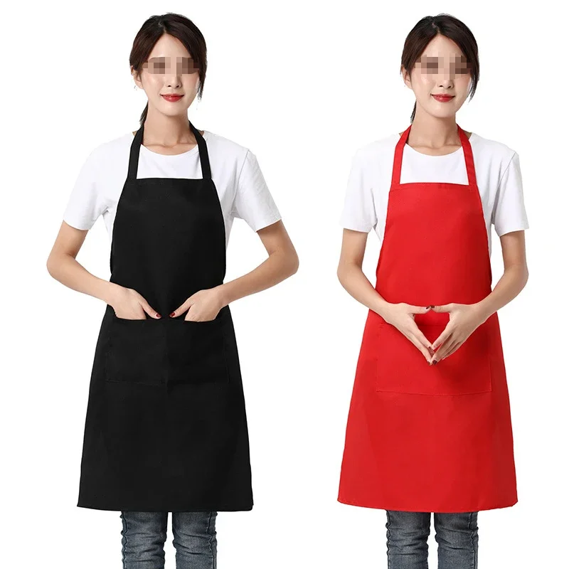

New Colorful Cooking Aprons Home Unisex Chef Aprons Restaurant Cooking Baking Dress Oil-proof Pockets Apron Kitchen Accessories
