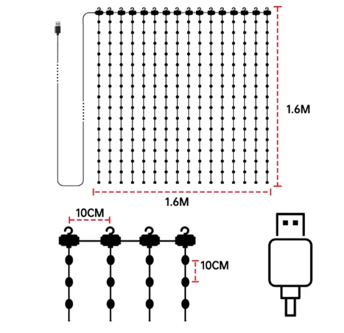 Imagem -05 - Cortina de Janela Inteligente Led Light Controle de Aplicativos Usb Rgb Feriado Quarto Decoração Festa Cor dos Sonhos Fada 5v Ws2812b