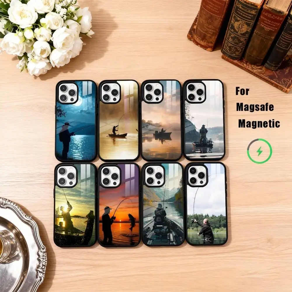 

C-Carp F-Fish Fishing rod coque Phone Case For iPhone17,16,15,14,13,12,11 Plus,Pro Max Magnetic For Magsafe Wireless Charging