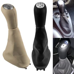 Beige Black Leather Gear Shift Knob Lever Shifter Gaiter Boot Cover For Renault Clio III 2005-2009 Renault Scenic II 2003-2006