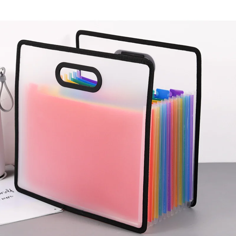 New Portable A4 Folder 12-layer Rainbow Accordion Case Organ Package Expanding Wallet Data File Ticket Clip Office Supplies