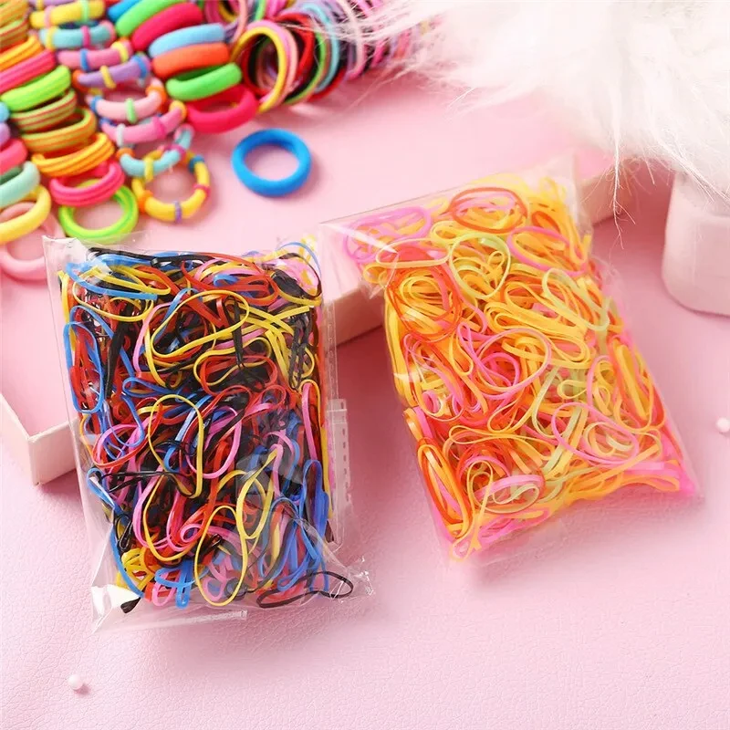 780pcs A Bag Of Multipurpose Children Lovely Colorful Flower Clip Bb Clip Bamboo Knots Disposable Hair Ring Leather Band Hair