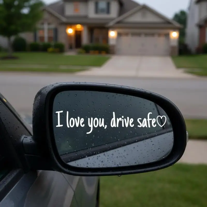 1Pcs Affectionate Reminder Heartfelt Safety Reminder I Love You Drive Safe Car Mirror Stickers For Drivers Car Interior Decals