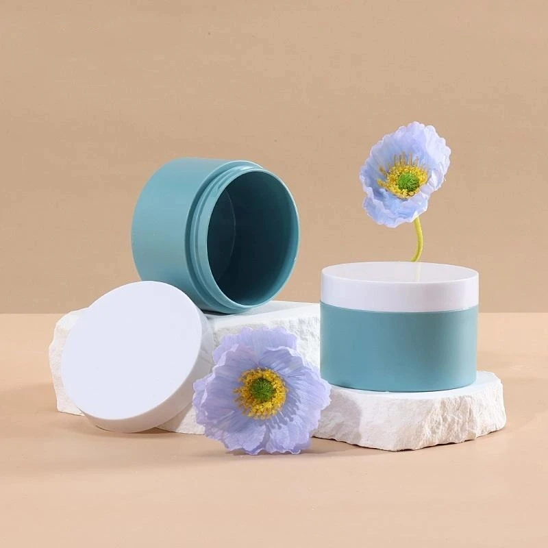 Pot en plastique moulé par Injection bleu 100G, 1/2 pièces, crème pour le visage, récipient cosmétique en plastique épais, bouteille rechargeable, boîtes, étui pour sérum