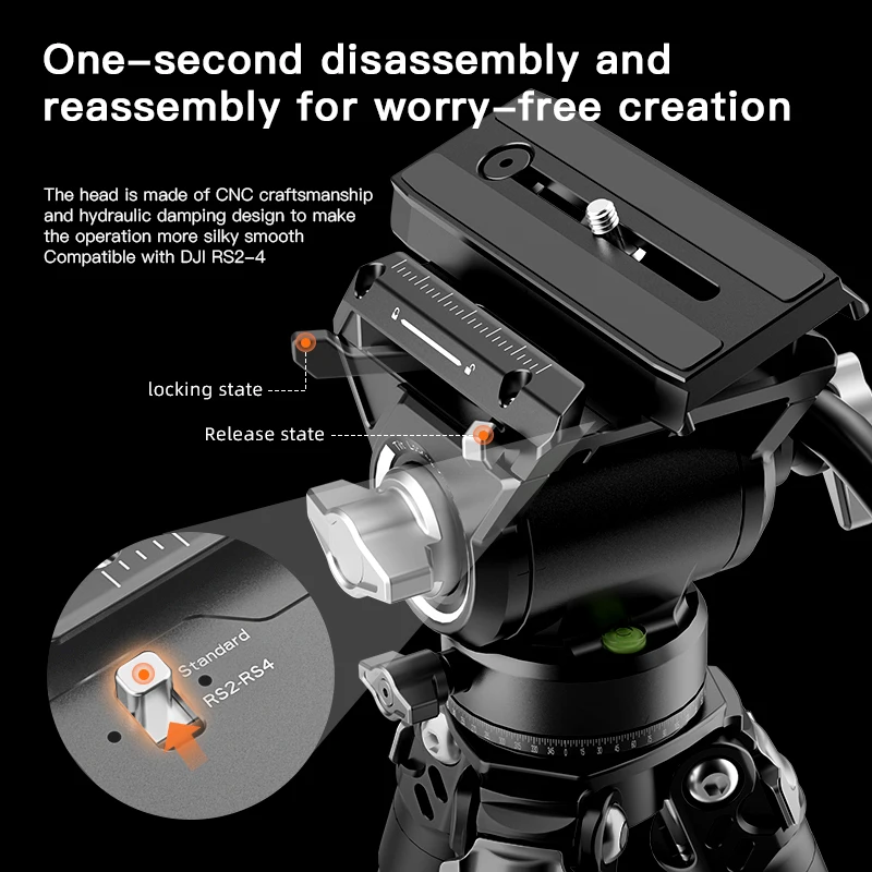 حامل ثلاثي القوائم للسفر خفيف الوزن من COMAN TSC34V5 مع نظام تحرير سريع بنقرة واحدة Q6 للكاميرا DSLR حامل ثلاثي من ألياف الكربون للفيديو