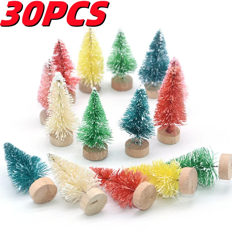 30PCS Small Artificial Pine Tree Red and Green Pine Tree Mini Christmas Tree Christmas Party Decoration Table Decoration