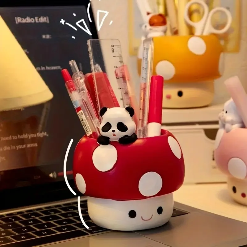 Fun Mushroom Pencil Holder for Desk Lightweight Multipurpose Storage Box for Home Office & Art Supplies Stationery Collectors