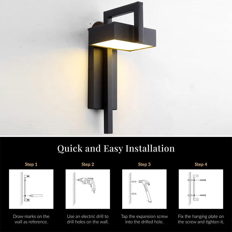 Illuminazione da parete a LED per esterni impermeabile Retro Vintage Colore nero 10W per giardino Portico Sconce Lampione 96V220V Sconce Luminaire