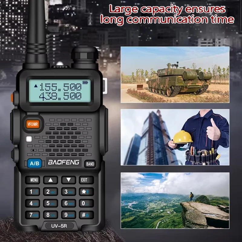 

2pcs BAOFENG UV-5R 5W 8W High Power Dual Band Two Way Radio Long Range Handheld Portable Walkies Talkies For Hunting