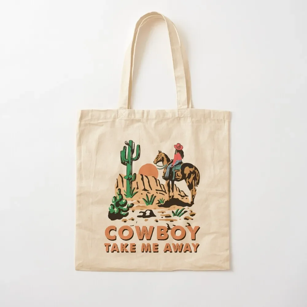 

Cowboy Take Me Away Western Sublimation Tote Bag Custom bag shopping bags foldable Tote Bag