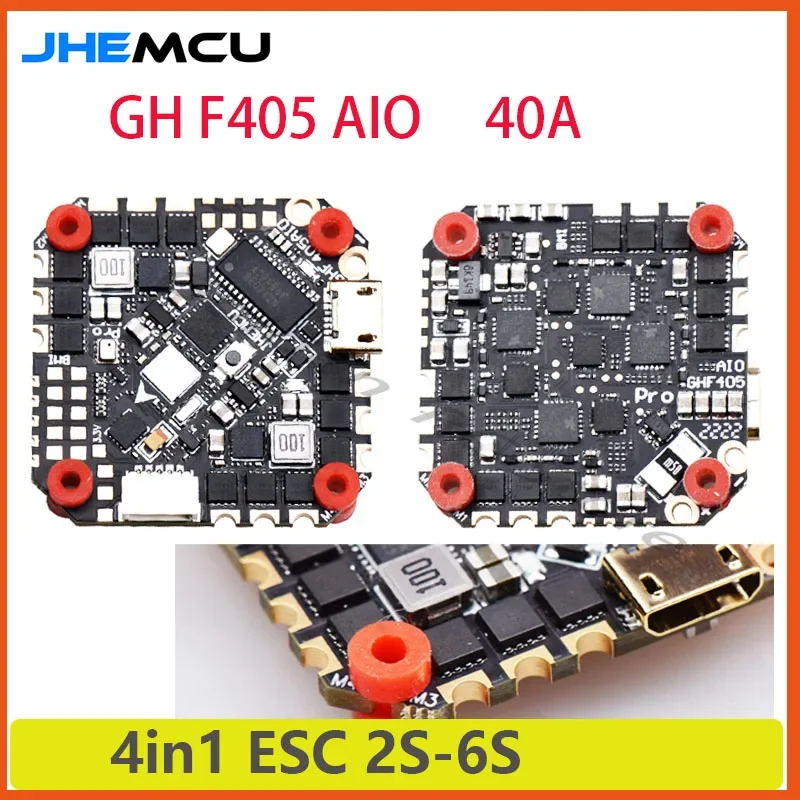 

JHEMCU GHF405AIO HD Betaflight F405 OSD Flight Controller With 40A ESC PWM Dshot600 2-6S for Toothpick RC FPV Racing Drone Toys