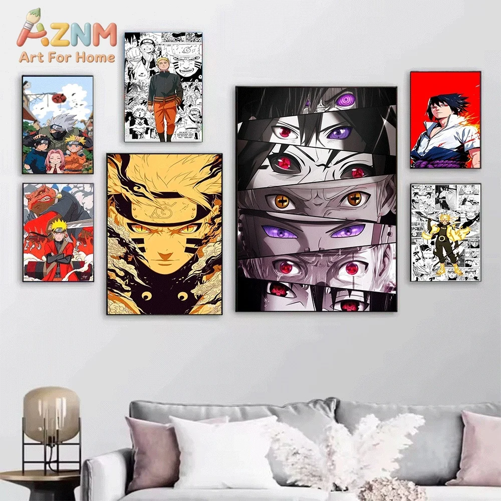 AZNM Naruto Yamanaka Ino Anime Character Canvas Wall Print, Cool Ninja Girl Art Poster, Unframed Canvas Painting for Boys Bedr