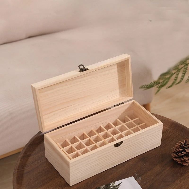 

Wooden Essential Oil Box Oils Storage Container Holds 40 Bottles Aromatherapy Holder Carrying Case for Makeup Nail Perfume