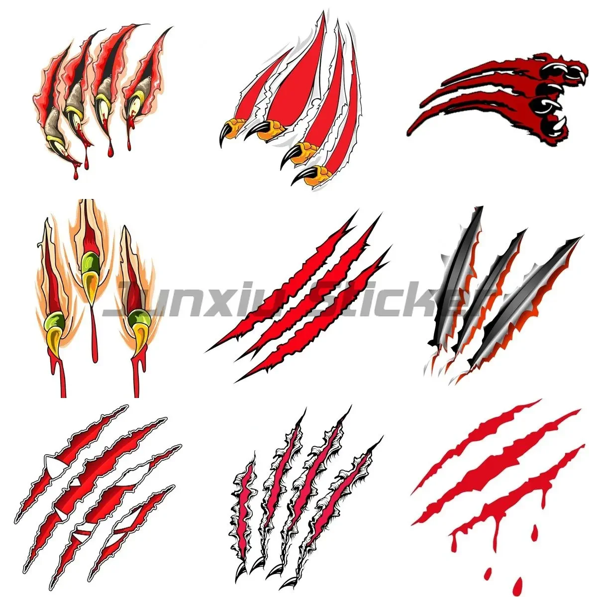 

Monster Claw Scratch Stripe Motorcycle Laptop Car Window Bumper Waterproof Sunscreen Car Stickers PVC customizable