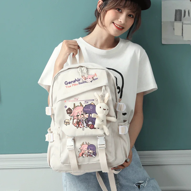 Anime Mochila Genshin Impact Kaveh Yae Miko Backpack Student School Book Bags Kids Teens Casual Shoulder Travel Bags