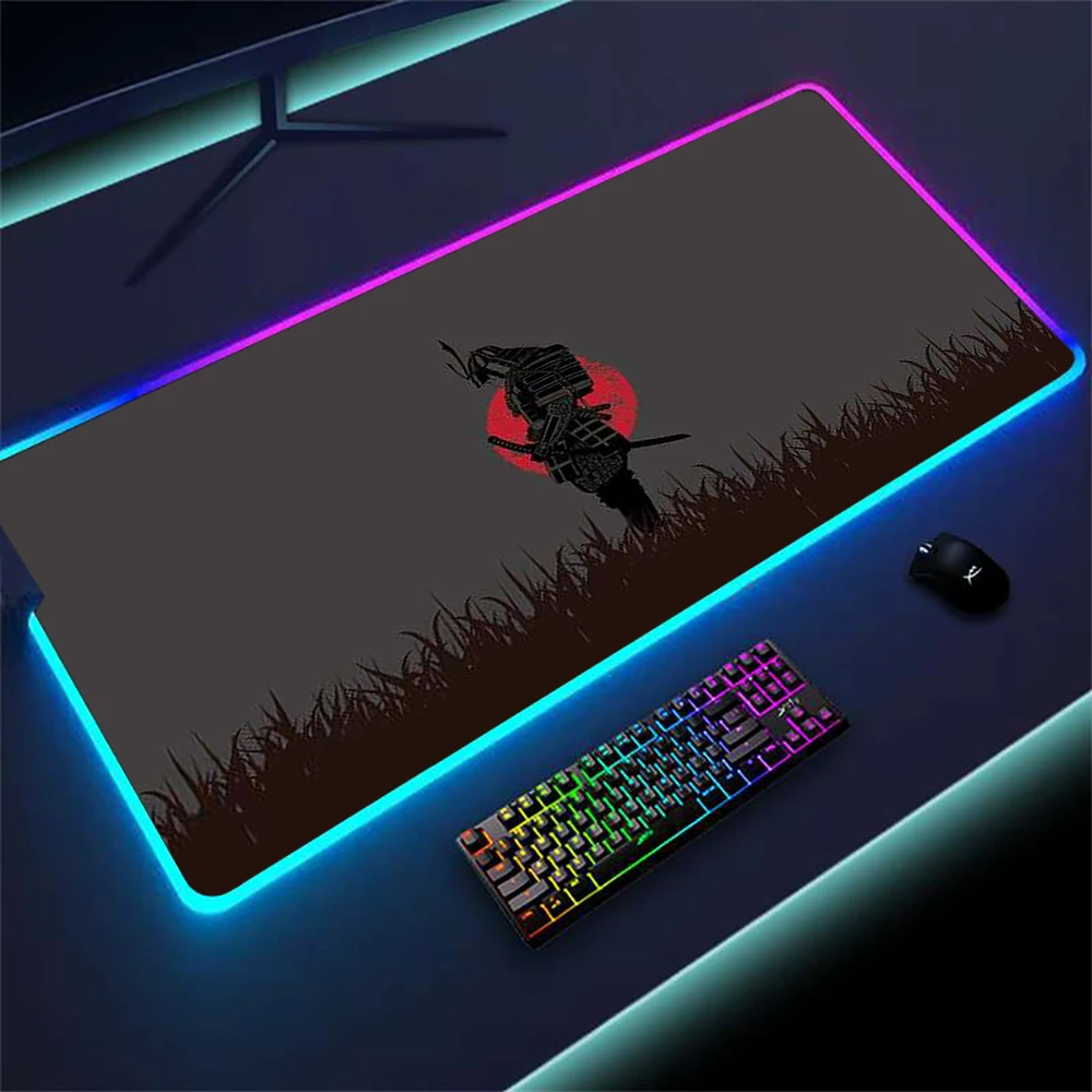 Samurai Mouse Pad Rgb Pc Accessories Japan 1200x500 Gaming Mause Pad Led Large Black Mousepad Backlit Mat Desktop Table Gamer