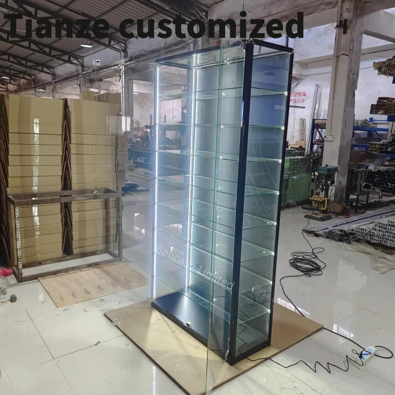 

Customized-FullTobacco Store Cabinet Glass Show Displays with LED Lights Smoke Shop Shop Display Furnit