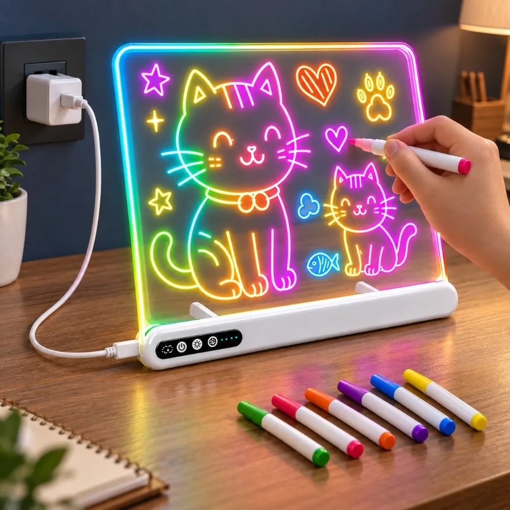 digital-rechargeable-led-drawing-board-built-in-stand-erasable-acrylic-neon-board-glow-doodle-board-no-mess-art