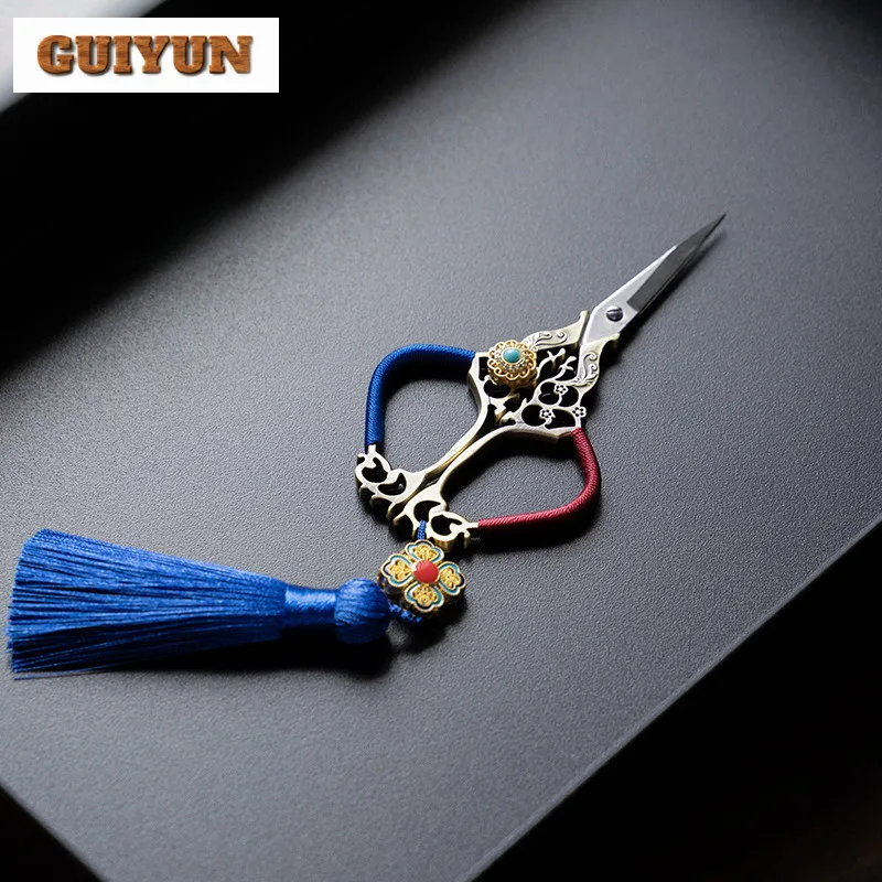 High-end Red Blue Stainless Steel Scissors For Cutting Bags Cut Window Cut Yarn Hand Tailor Cross Stitch Tea Bag Tea Ceremony