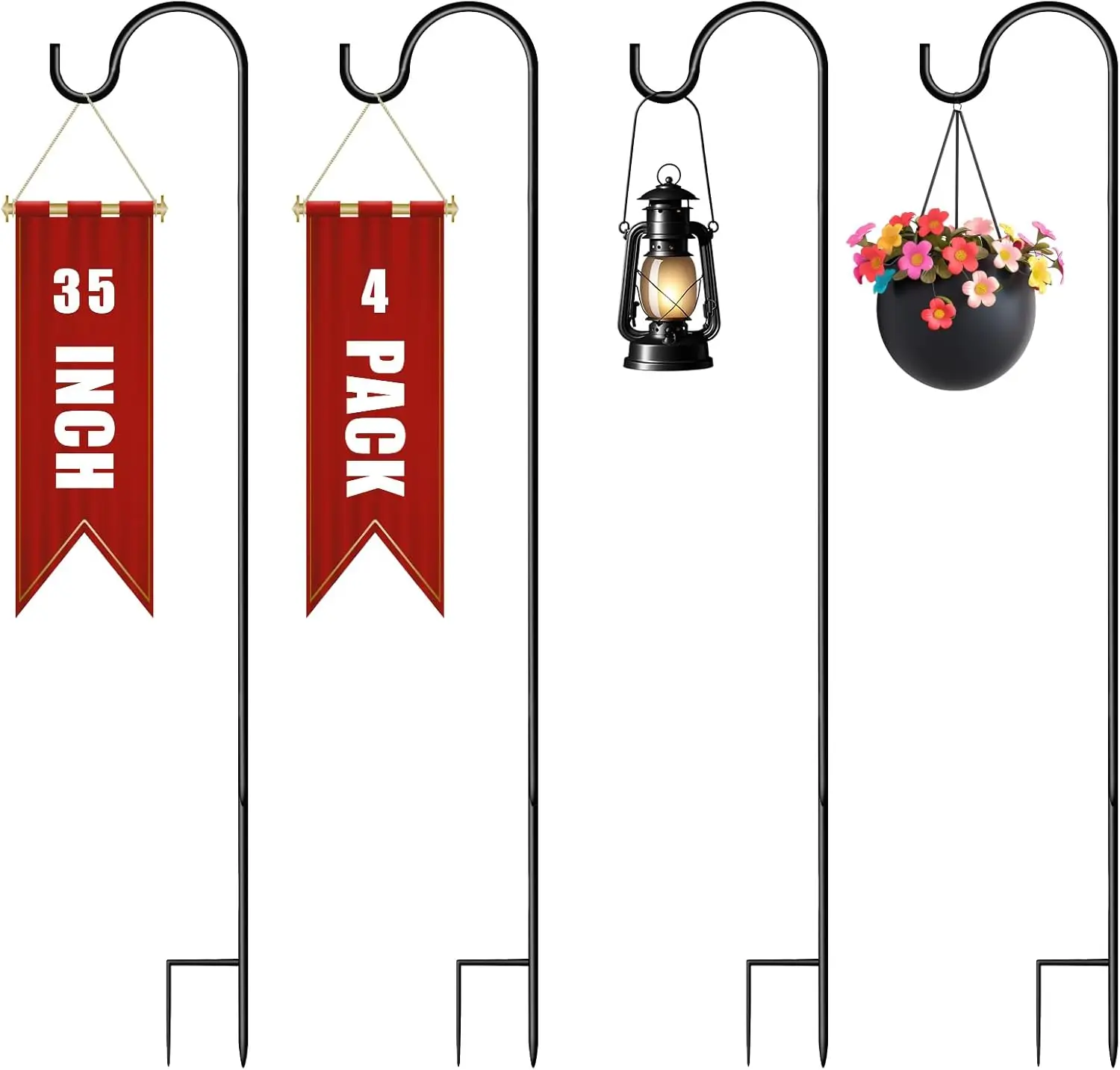 Durable 35 Inch Garden Shepherd Hooks for Outdoor Use