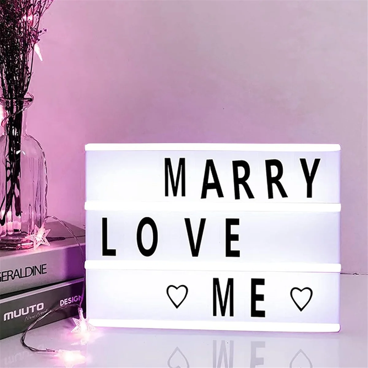 ABXHH Cinema Light Box Personalized Neon Signs, Warm White LEDs Lightbox with Letters, Numbers, Symbols