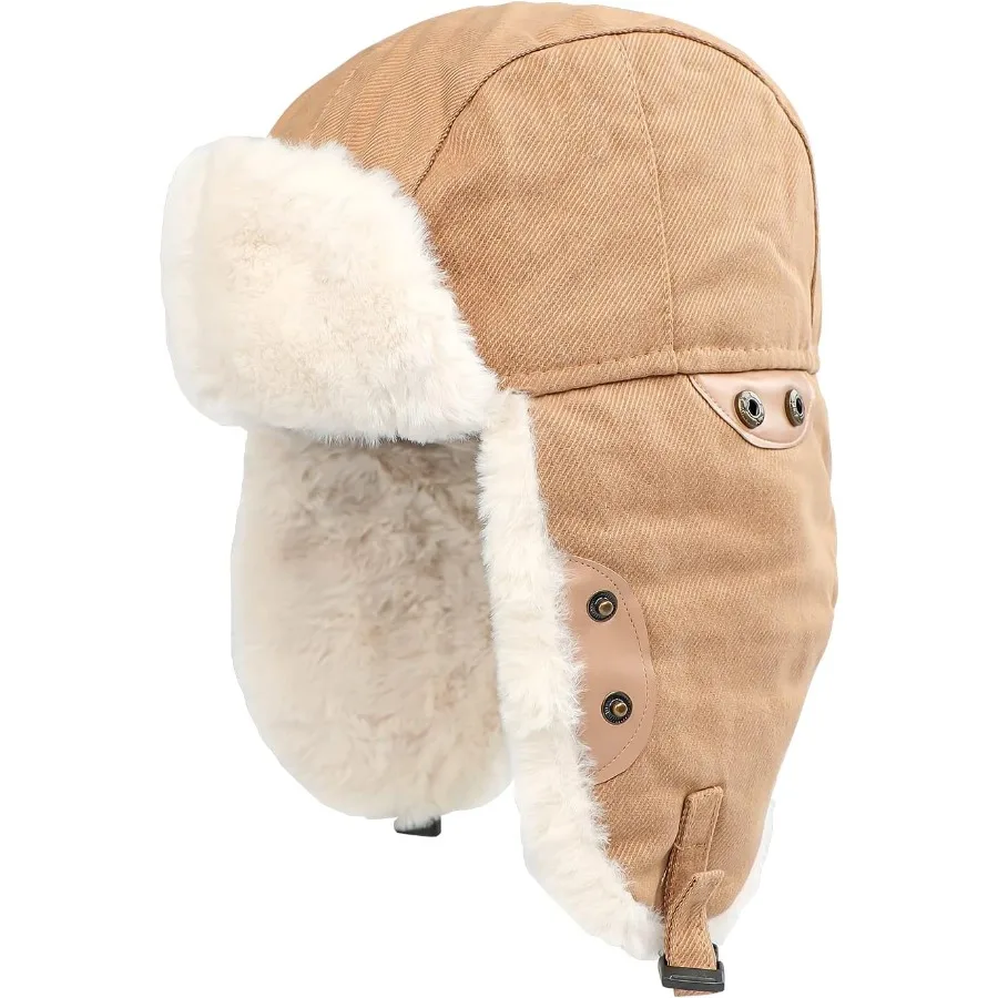 

Men Women Windproof Faux Fur Ushanka Russian Hat Winter Thick Plush Earflap Cap Warm Cycling Ski Hunting Trapper Hats