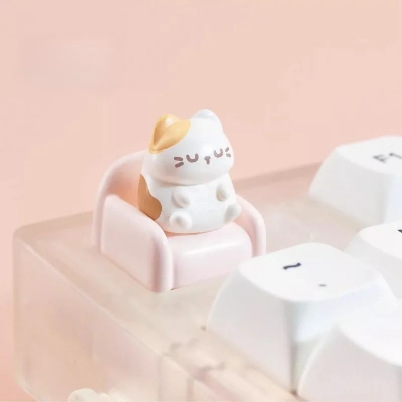 Kawaii Cat Key Cap Resin Cute Anime Key Caps Keyboard Keycaps Custom Keycaps for Mechanical Keyboard Accessories Gift MX Swtich