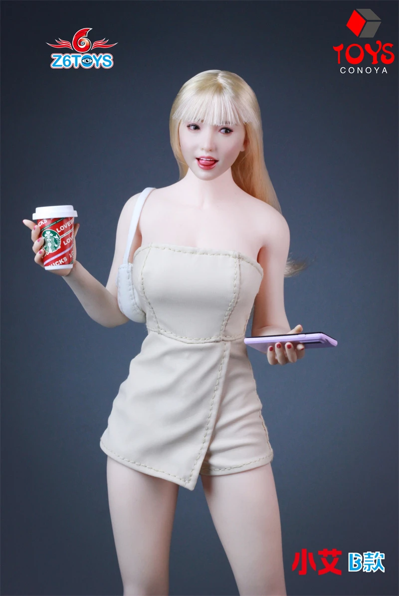 Z6TOYS ZC017 1/6 Asian Girl Xiaoai Movable Eye Head Sculpt Model with Tongue Fit 12'' Female Soldier Action Figure Body Dolls