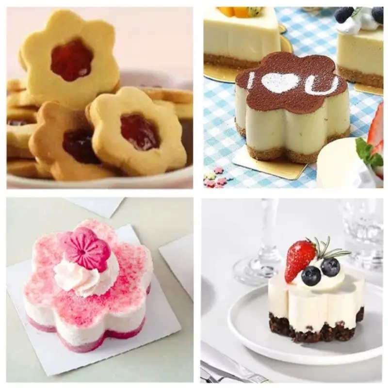 Flower-Shaped Tart Mold With Hole Tart Ring Stainless Steel Tart Bottom Tower Fruit Pie Custard Pie Cake Ring Mousse Baking Mold