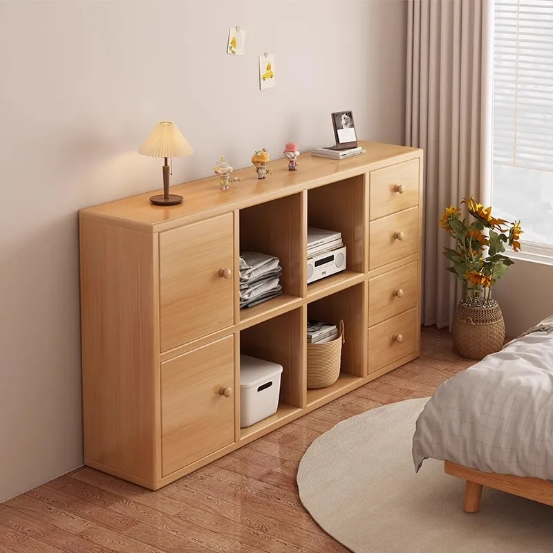 خزانة كتب قصيرة من الخشب الصلب، خزانة عرض لغرفة المعيشة العتيقة المتوسطة، خزانة جانبية، خزانة تخزين متشققة، خزانة #2