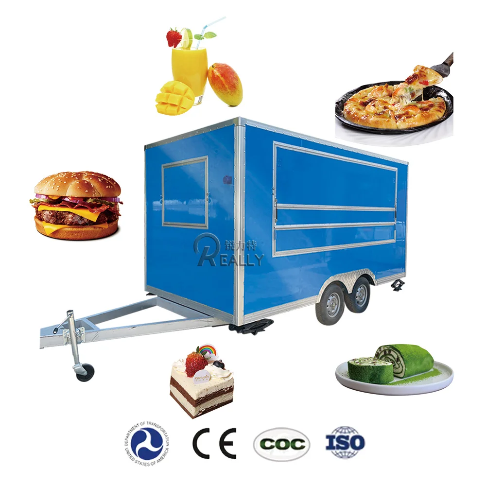 2025 Popular Customizable 4m Food Trailer Pizza Burger Ice Cream Coffee Cart Factory Price Food Truck