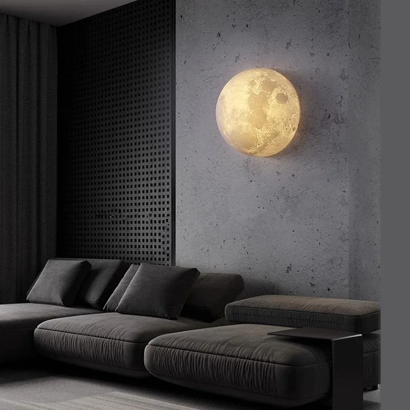 

Half circle lunar ceiling light, half circle wall light, hallway staircase, bedroom, bedside, dining room, creative wall light