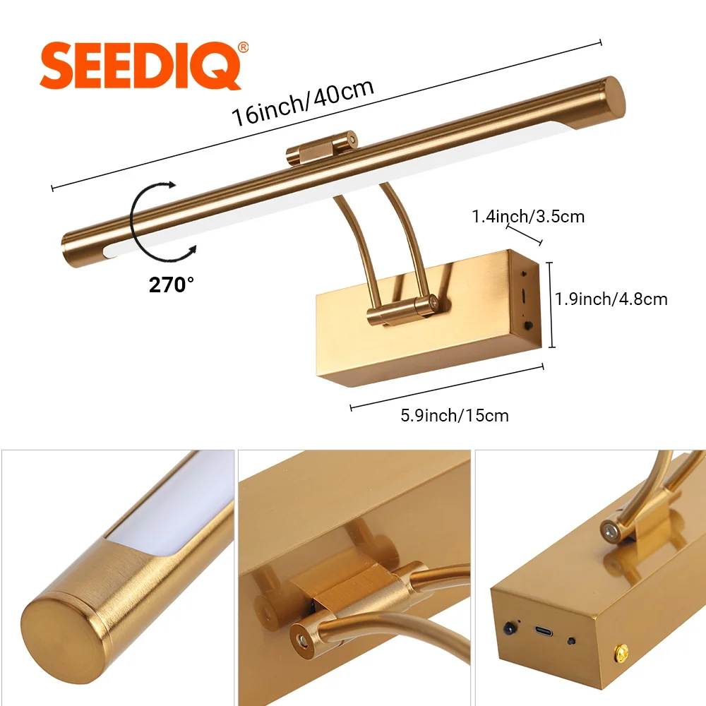 مصباح حائط LED قابل لإعادة الشحن 40 سم مصباح لاسلكي 4400 مللي أمبير في الساعة مع ضوء جدار داخلي للتحكم عن بعد