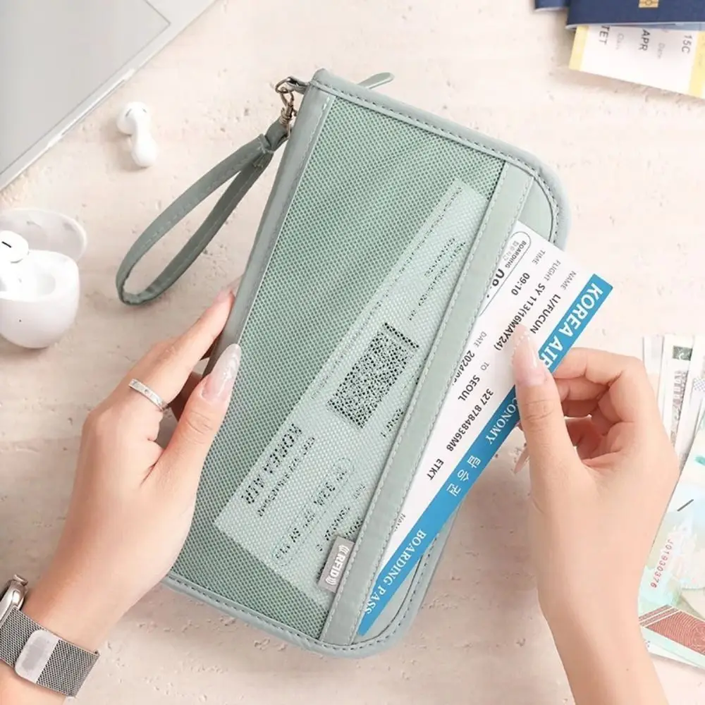 

Multifunctional Card Holder with Zipper Document Storage Travel Wallet Large Capacity Anti Theft Business Passport Bag Business