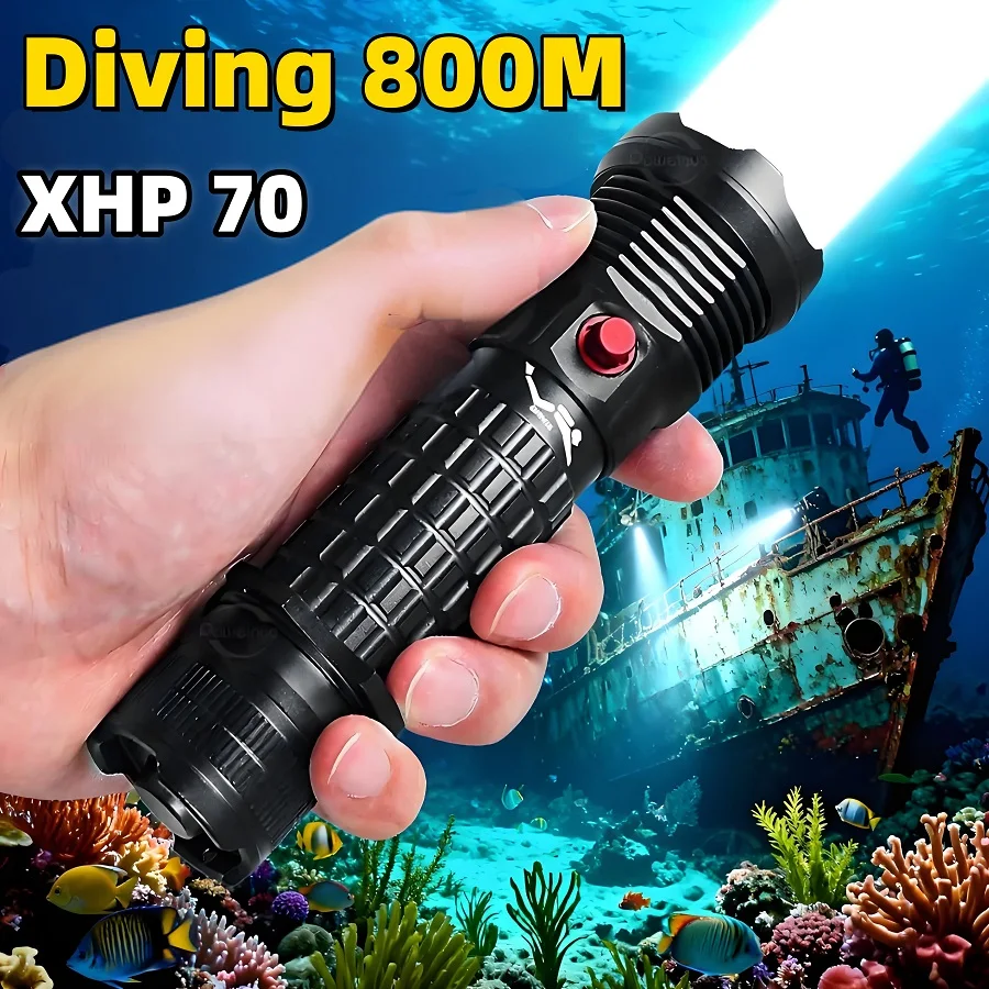 

Профессиональный светодиодный фонарик для дайвинга 26650, перезаряжаемый фонарь для дайвинга, водонепроницаемый фонарь для дайвинга IPX8, подходящий для рыбалки, заполняющий свет