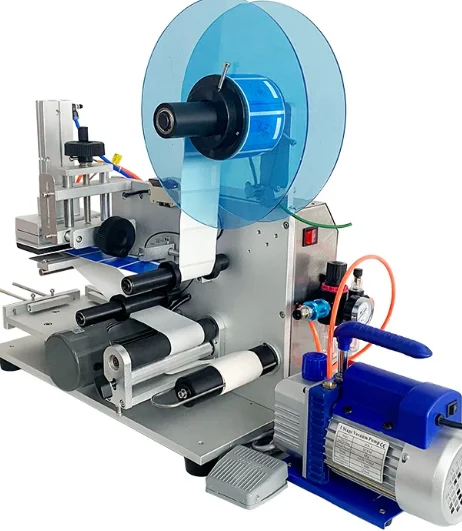 Semi Automatic Bottle Jar Top Side Flat Sticker Labeling Machine Pneumatic Surface Labeling Flat Labeling Applicator