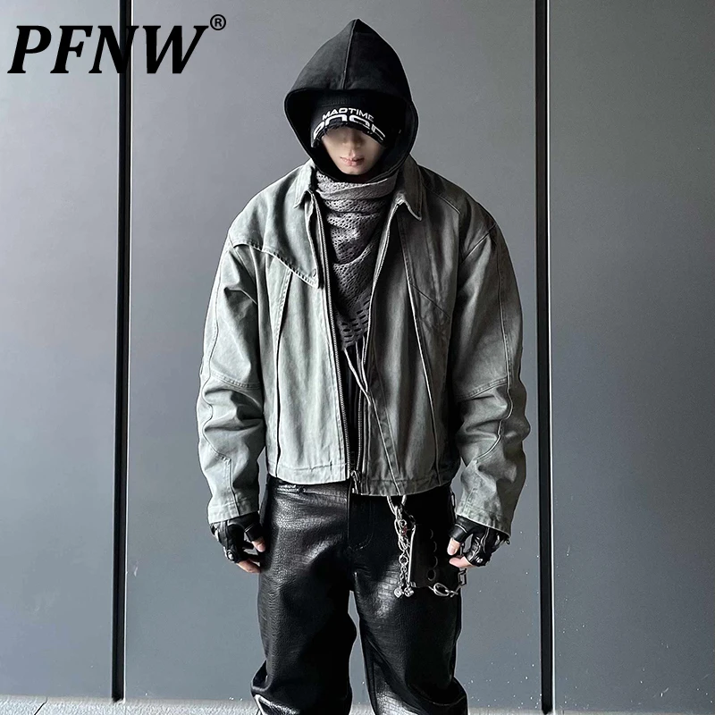 PFNW American Heavyweight Design Deconstruction Splicing Hunting Jacket Men's High Street Distressed Short Coats Tide 12C1952