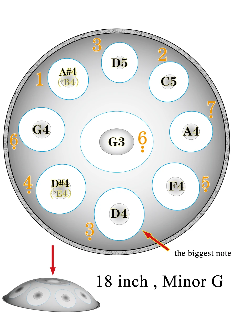 Handpan 18 cali G Minor 440HZ 9 nut Pantam bęben stalowy ręczny Pan bęben dla początkujących joga medytacja instrumenty muzyczne