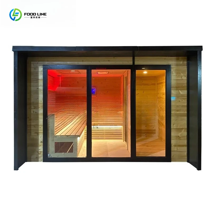 Customized High End Modern Solid Wood Outdoor Infrared Sauna Room Smart Panel Recovery Wellness For Villa Apartment