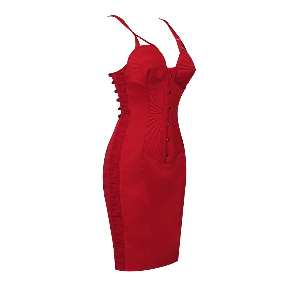 Moda vermelho cortar vestido sem costas sem mangas bodycon vestidos de festa sexy magro na altura do joelho vestido para baile de formatura evento de férias